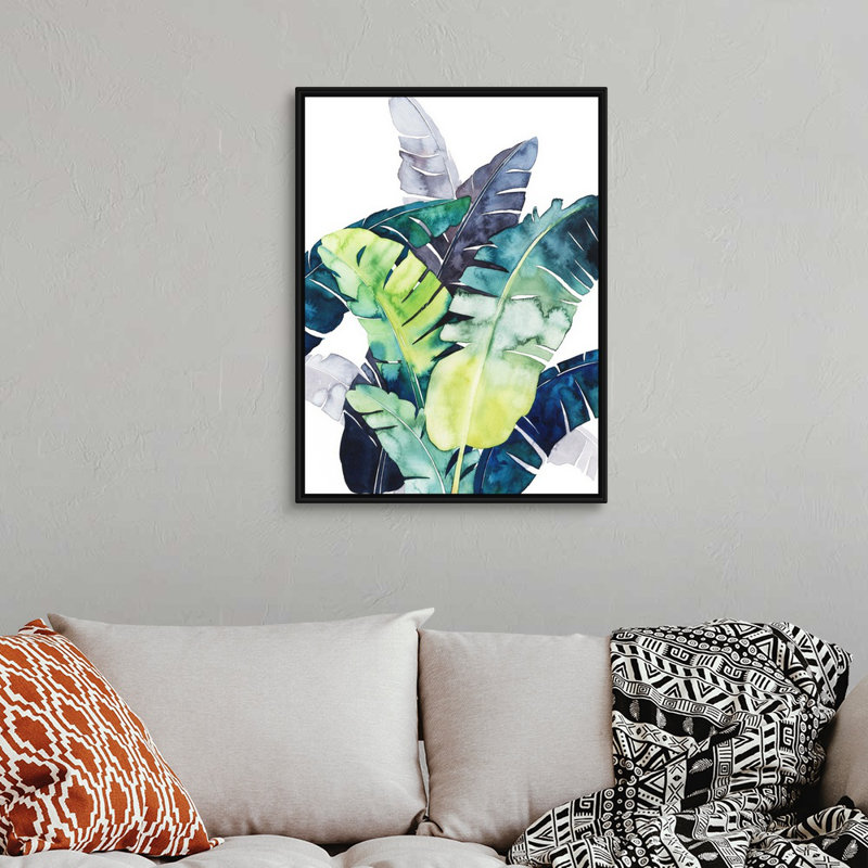 Art mural sur toile Twilight Palms II, Toile avec cadre noir, H 34 po x l 26 po