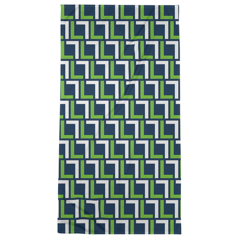 Serviette de bain, Bleu marine collège / vert action / blanc