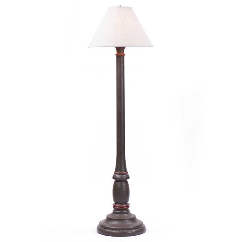 Haslam 59'' Traditional Floor Lamp, Linen, Espresso