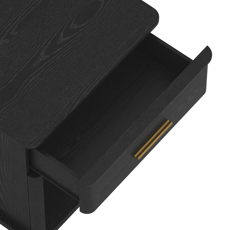 Clifford Traditional 1-Drawer Nightstand in Black, Black