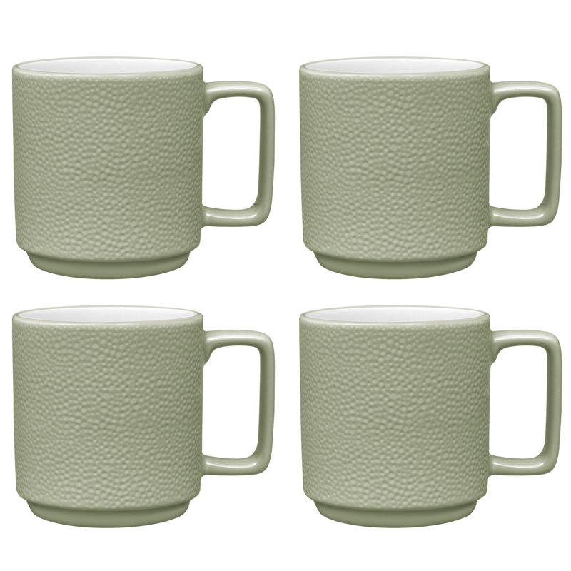 Sage Ceramic Microwave Safe 16 Oz Mugs, Set of 4