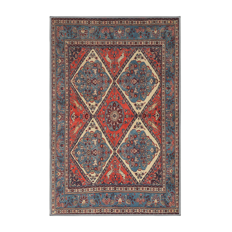 Tapis orange/bleu traditionnel Arnd, Rectangle 5 pi x 7 pi
