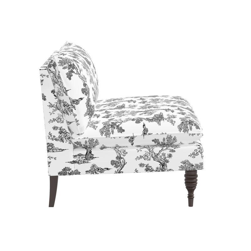 Red from Scalamandre Crafted by Cloth & Company Concord Settee in Pattern, Scm Toile Noir Linen