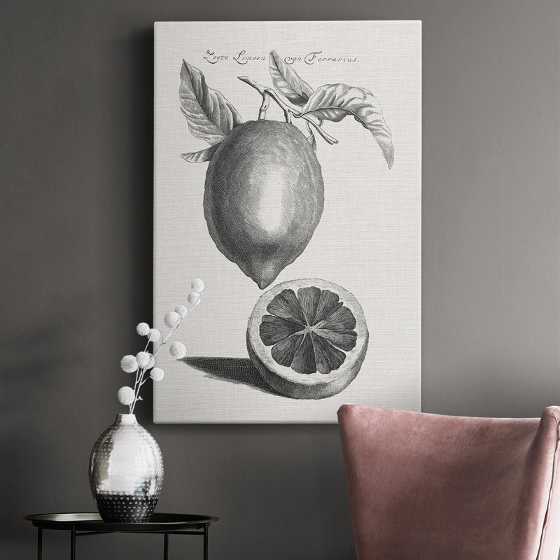 Antique citrons et oranges III - peinture sur toile tendue, H 18 po x l 12 po x P 1 po