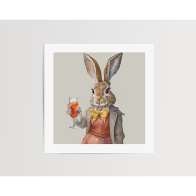 Watercolour Aperol Hare Country Wall Art Print Unframed 12x12" - No Frame Print