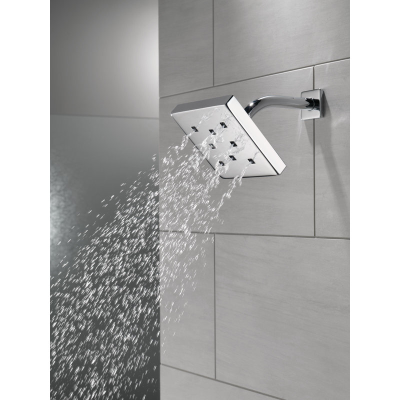 Pomme de douche fixe à réglage unique en métal avec H2Okinetic®, Chrome Lumicoat