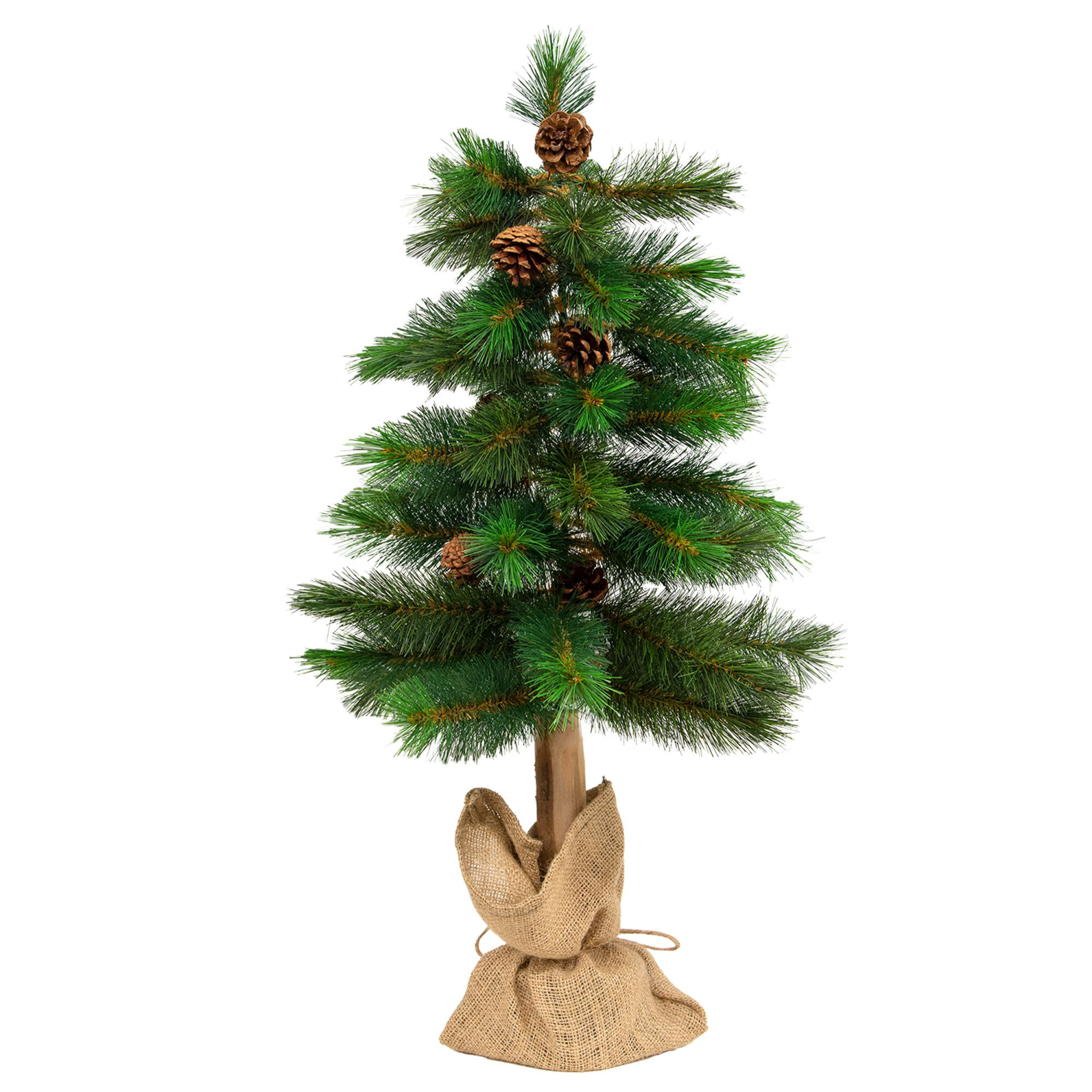 The Holiday Aisle® 30'' Faux Pine Tree in Burlap Freestanding | Wayfair