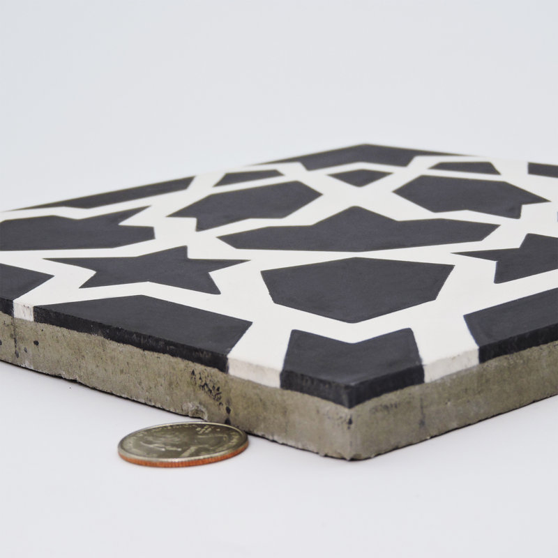 Bahja 8" x 8" Cement Patterned Wall & Floor Tile