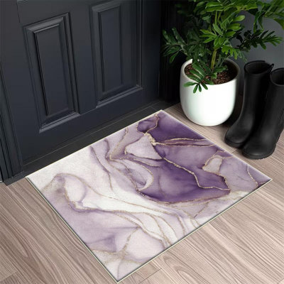 Tapis abstrait mauve et blanc, doux et léger, adapté à toutes les saisons, facile à entretenir et facile à nettoyer, tapis de tapis lavable à la machine, salon, chambre à coucher, couloir, balcon, patio, décoration de chambre, décoration intérieure, décoration extérieure