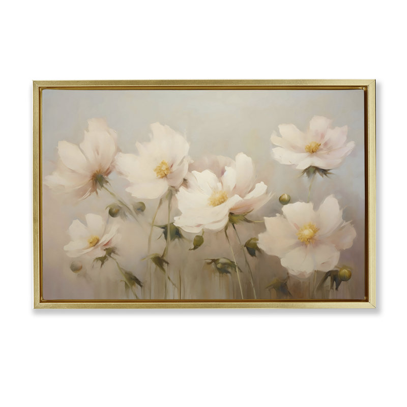 Faded Pink Blossoms Floating Frame, design by LSR Creative Studio, 21" H x 31" W, Metallic Gold Floater Frame