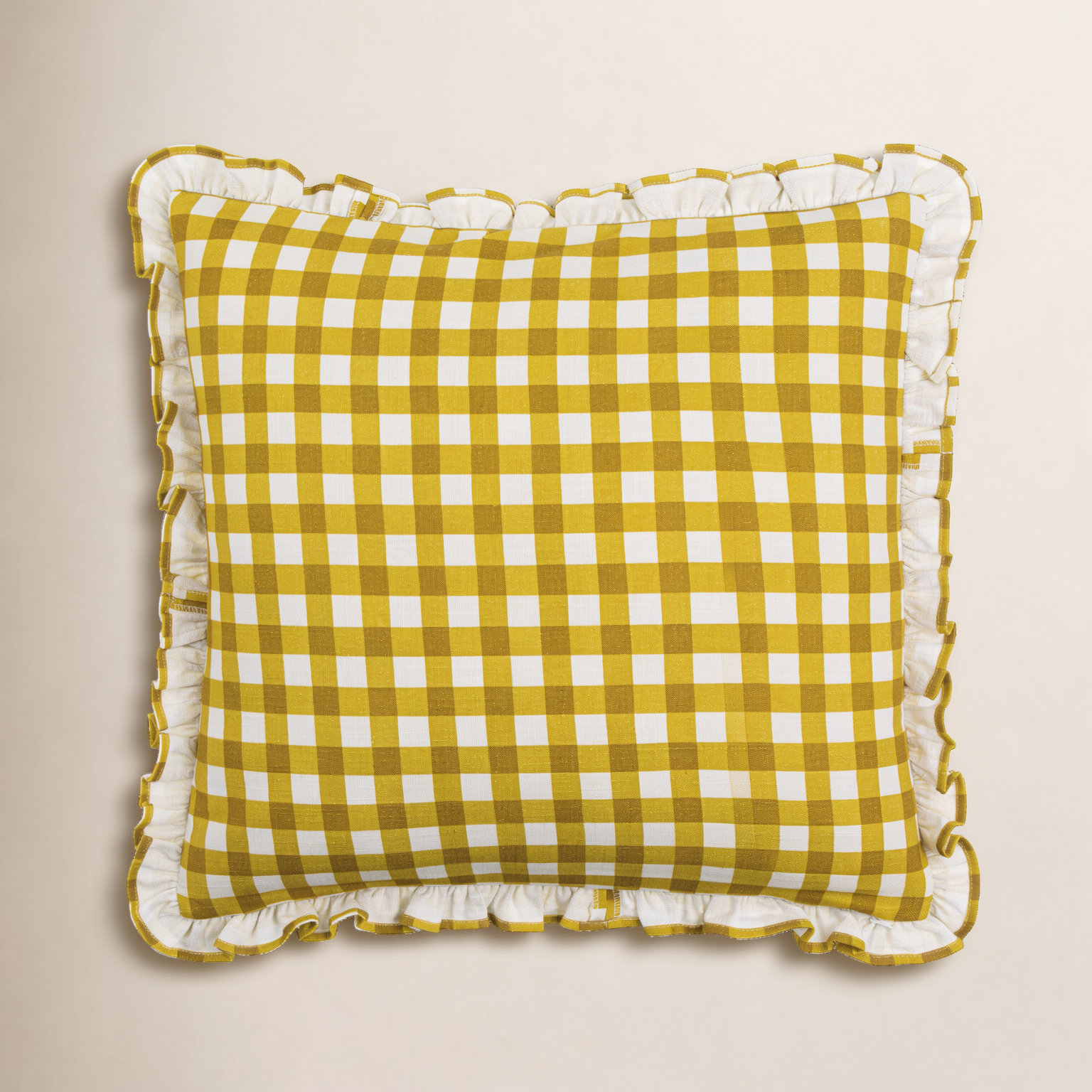 Zeppelin Plaid Cotton Throw Pillow, Pillow Cover Only - No Insert, 22" x 22", Yellow Plaid