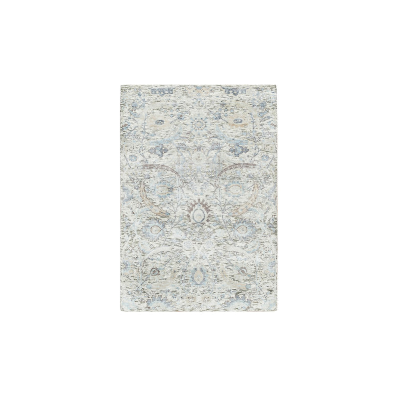 Tapis oriental en soie et en laine noué à la main 3 pi 3 po x 5 pi A7CA524507574C4C92BAB6736364CD69