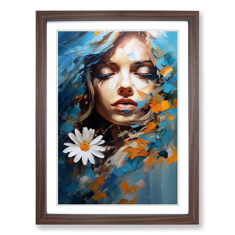 Single Picture Frame Print on Wood, Walnut Framed, 46cm H x 34cm W