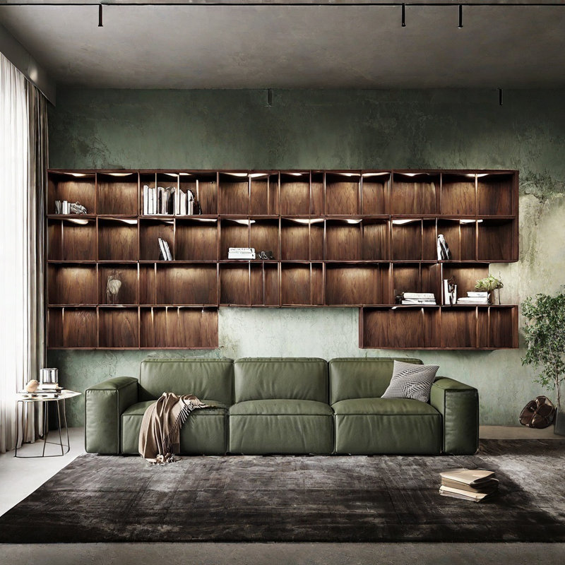 Canapé moderne simple carré, 27.56" H x 125.98" W x 37.4" D, 3