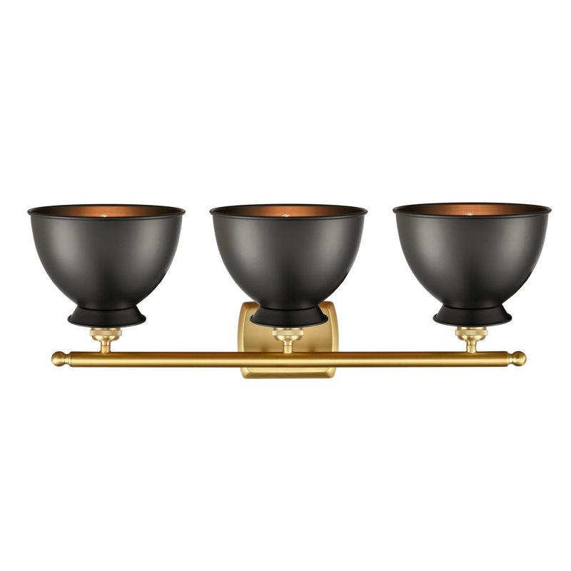 Éclairage pour meuble-lavabo à intensité variable 3 lumières Erastus, Ampoule incandescente rétro de 60 watts, Noir mat