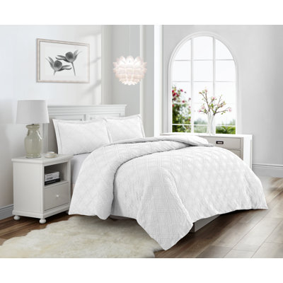 Waffle Square Prewashed Microfiber Duvet Cover Set