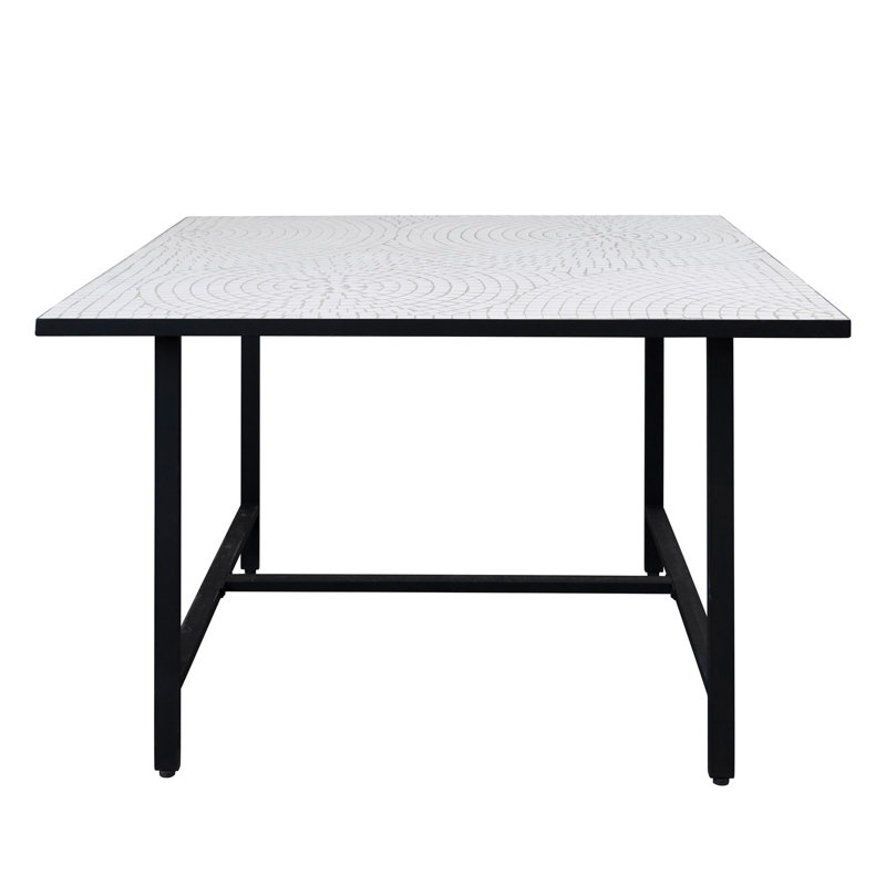 Table intérieure / extérieure en céramique et métal à plateau mosaïque