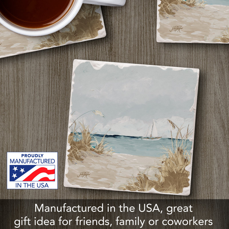 Peek at the Beach Single Tumbled Tile Coaster Create Your Own Set