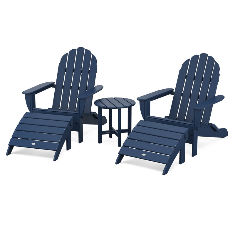 POLYWOOD Classic Oversized Adirondack 5-Piece Casual Set, Navy