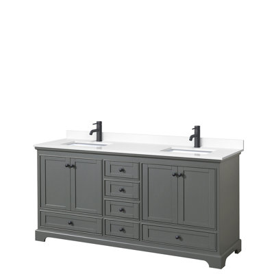 Deborah 72'' Double Bathroom Vanity with Marble Top