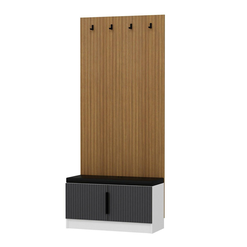 Modern Hall Stand, Anthracite, 35.4 x 82.7 x 13.8 inches | 100% Melamine Coated Particle Board, Thickness: 0.7 inches | Stylish Storage Solution for Entryway, Novelty Geometric Design, Durable and Functional