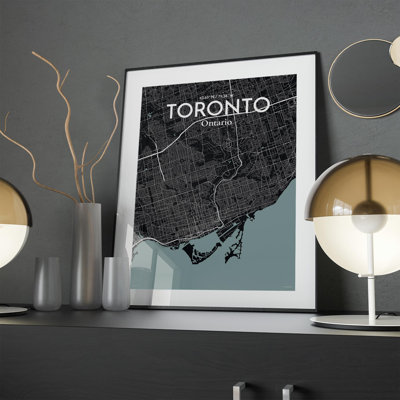 Toronto City Map in Midnight 1 Piece Wall Art