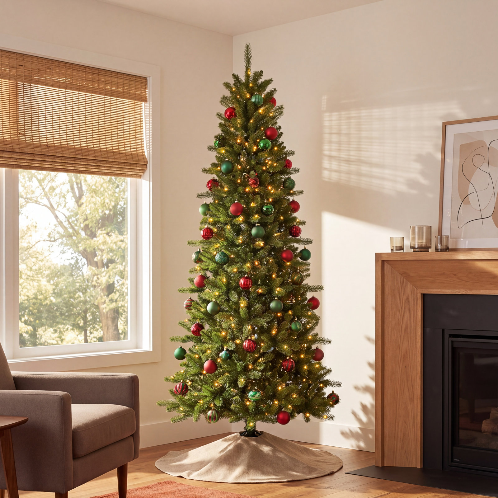 Minerva Pre-Lit Spruce Christmas Tree, 7.5' H