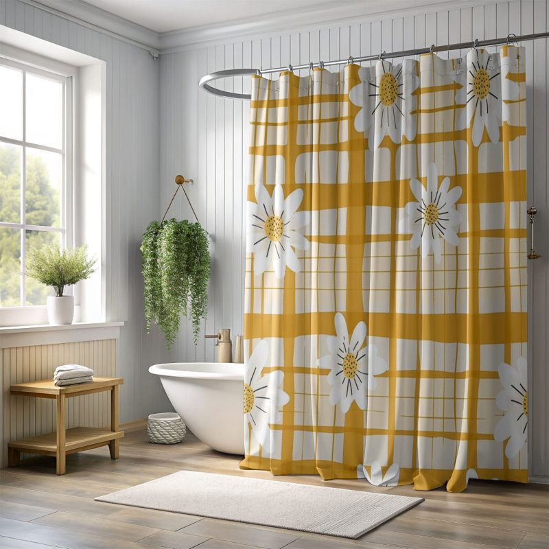 Rideau de douche à carreaux de qualité supérieure 108, H 74 po x l 71 po