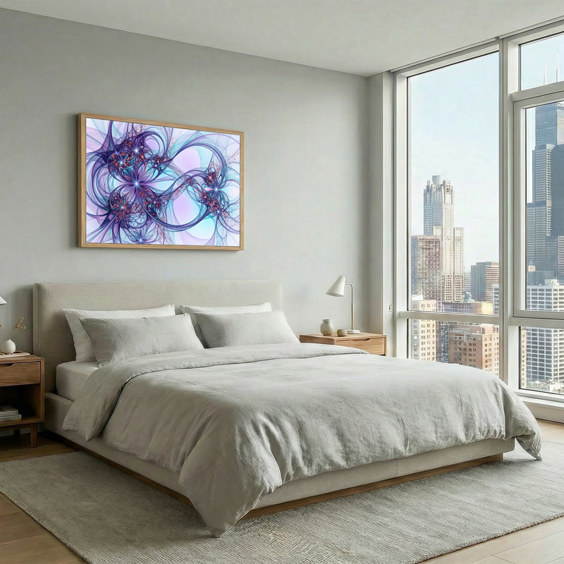 «Mauve et bleu», art numérique sur toile à motif de fractale abstraite, 36"H x 48"W