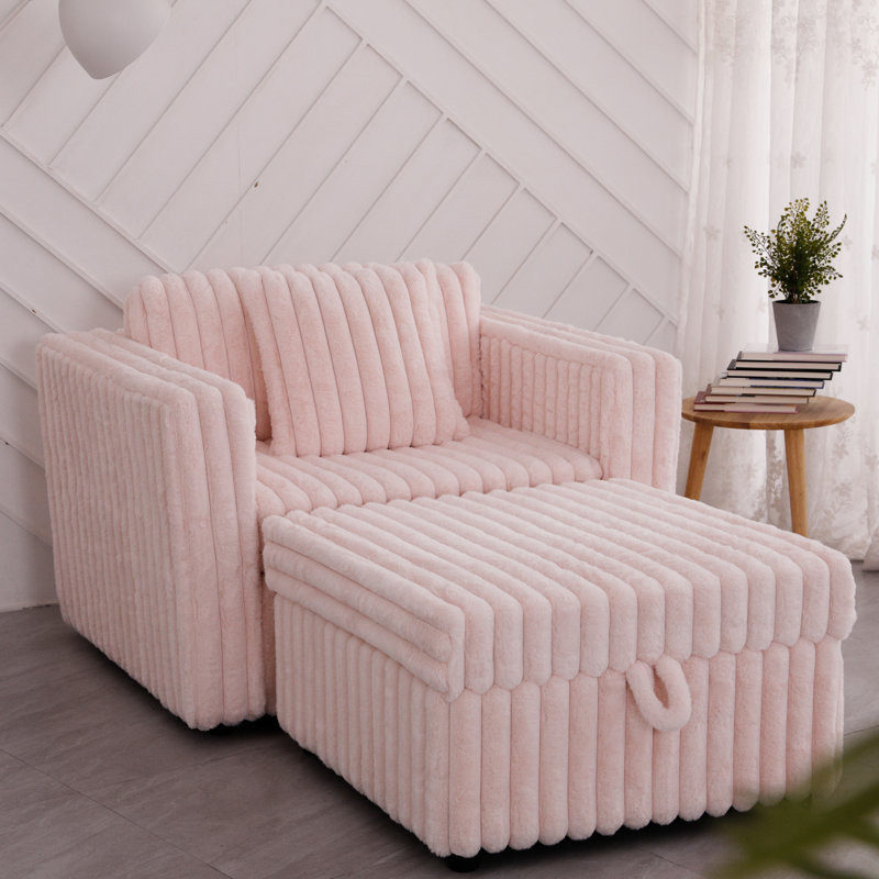 Simple rose modulaire de 44,9 po - Mousse très confortable et à structure en métal. Coussins lavables amovibles. Rangement à levage hydraulique. Design contemporain pour le salon de la chambre à coucher. 2 tendances. Matériaux de qualité