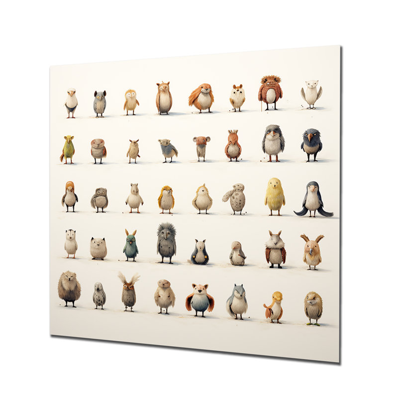 «Grey Childrens Monsters Nursery Motif IV», reproduction d'art mural en métal fractal, H 16 po x l 16 po