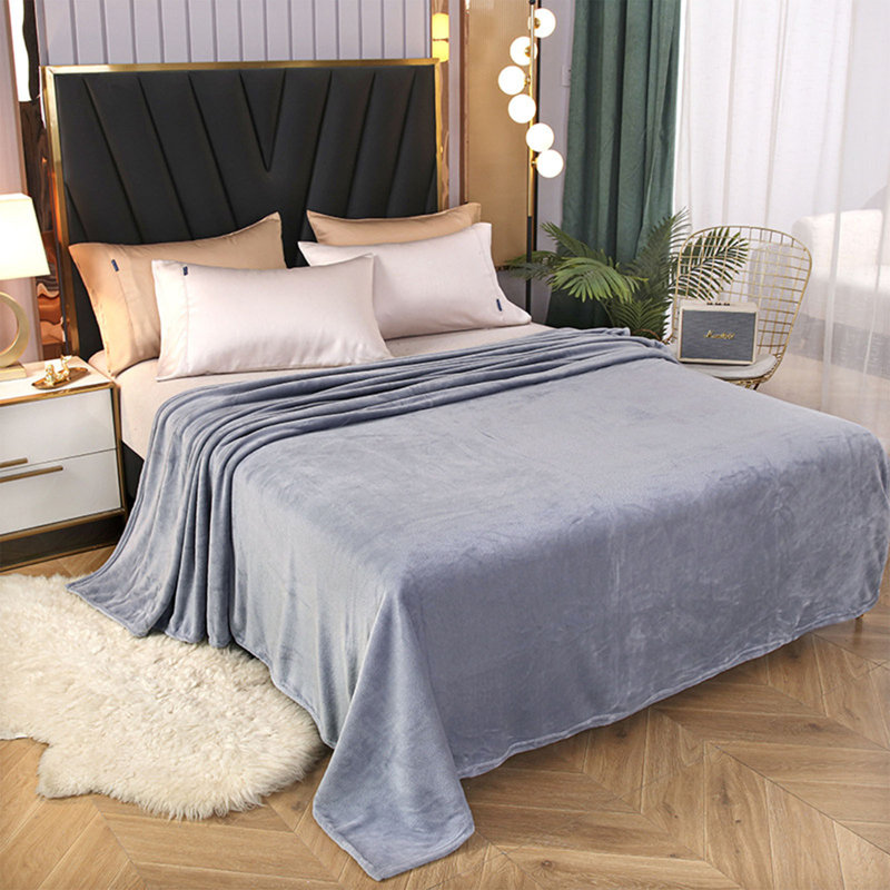 Couverture en molleton à double couche climatiseur de couleur unie Kondieu, Gray