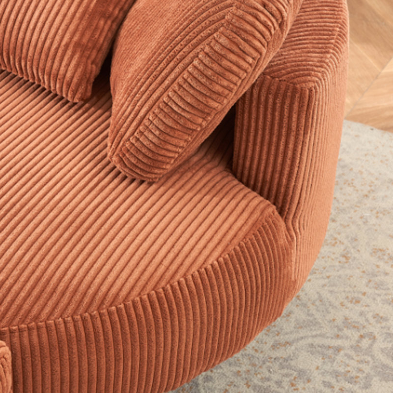 Small Sofa With Storage Ottoman, Small Sofa Bed 3 Pillows, Lazy Small Sofa Suitable For Small Space, Orange