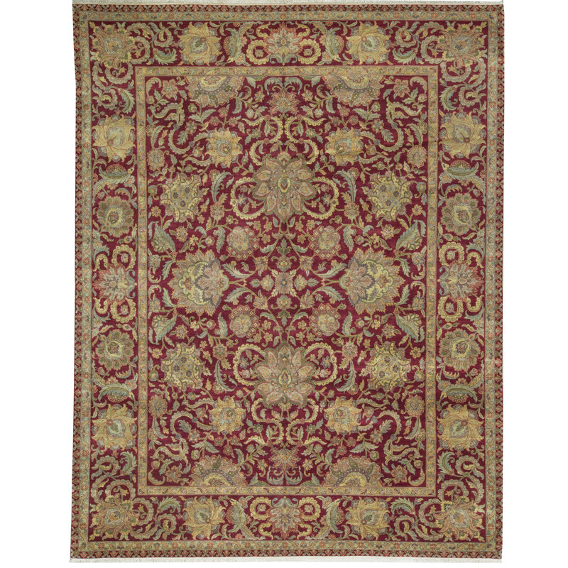 Tapis rouge et rouge noué à la main de haute qualité