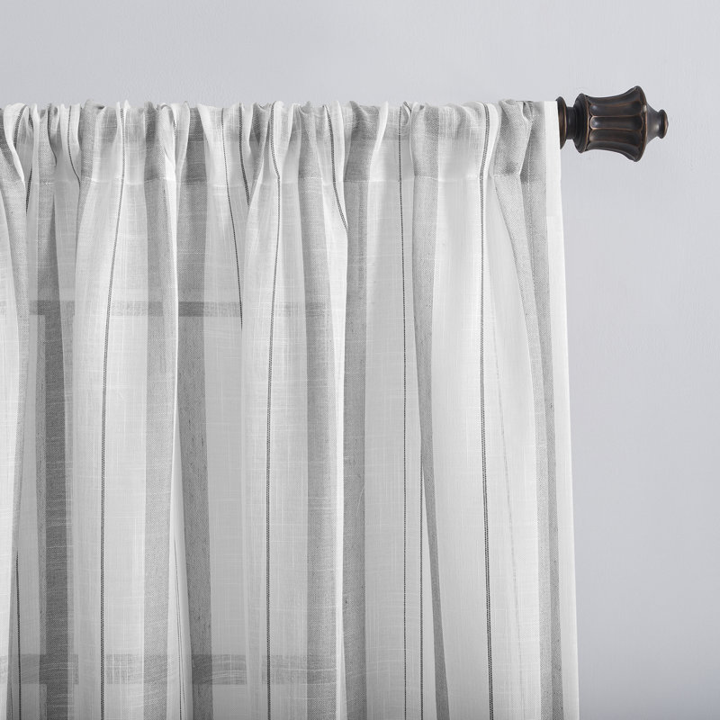 Panneau de rideau transparent avec passe-tringle Carine, gris, 50 po x 96 po