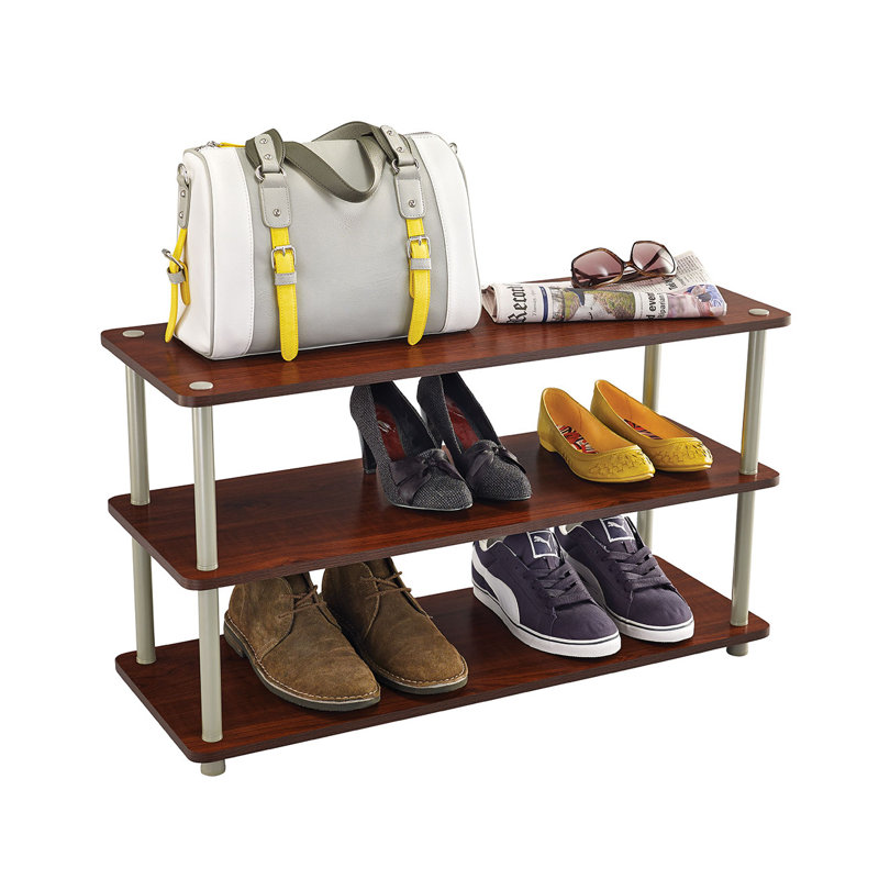 Rangement pour chaussures à 3 niveaux, Cerisier foncé