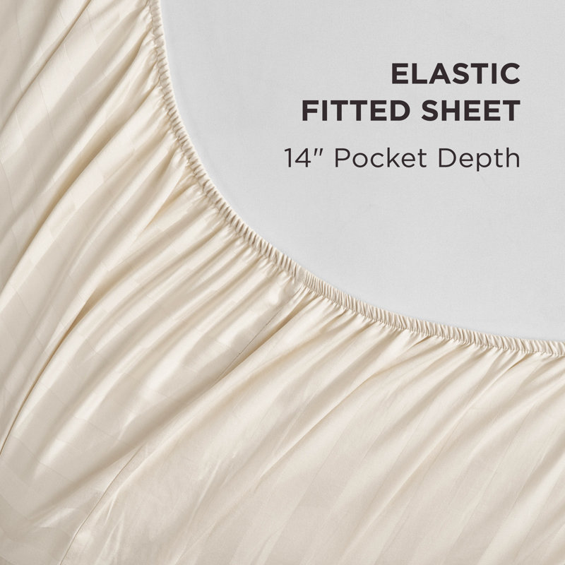 The Sheet Lab Regal Dreams Sheet Sets, Queen Sheet Set with 2 Pillowcases, Beige