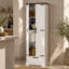Armoire de rangement de style champêtre, 180 cm (70,95 pouces), autoportante, avec portes coulissantes de style grange, tiroir et étagères réglables, blanche