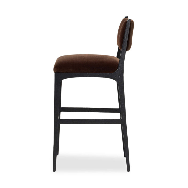 Valeene Upholstered Bar Stool with Metal Frame, Monte Chocolate, Bar