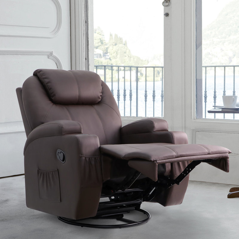 Abbotts Faux Leather Recliner, Brown Faux Leather