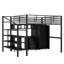 Lit mezzanine fonctionnel en métal avec ensemble de table intégré, garde-robe et échelle de rangement pour une vie confortable et un espace de travail productif