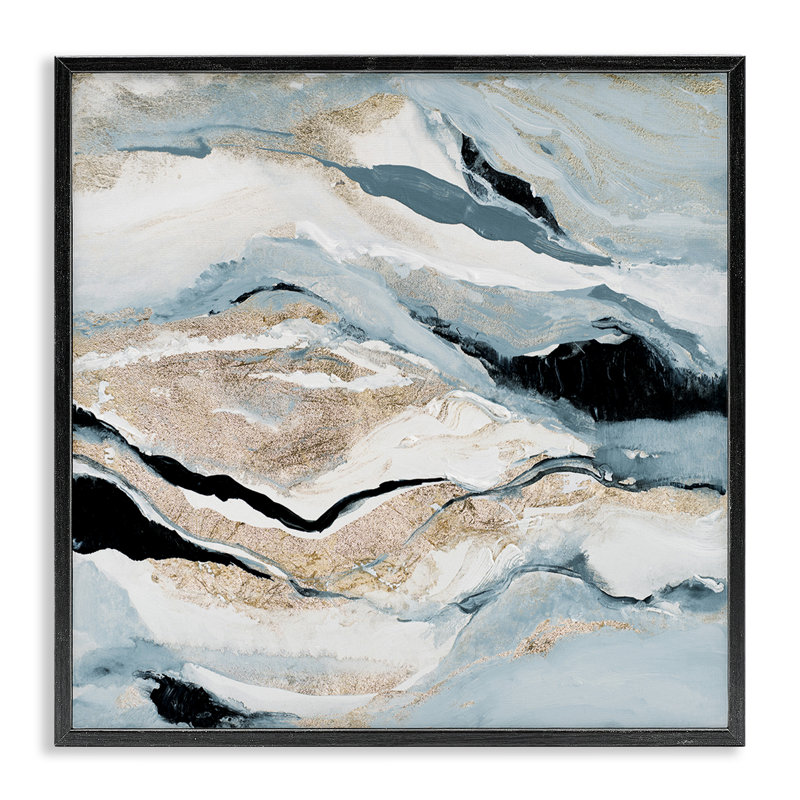 Art de giclée encadrée noire à motif de géode bleue par Lanie Loreth, H 12 po x l 12 po, Giclée encadrée noir minuit