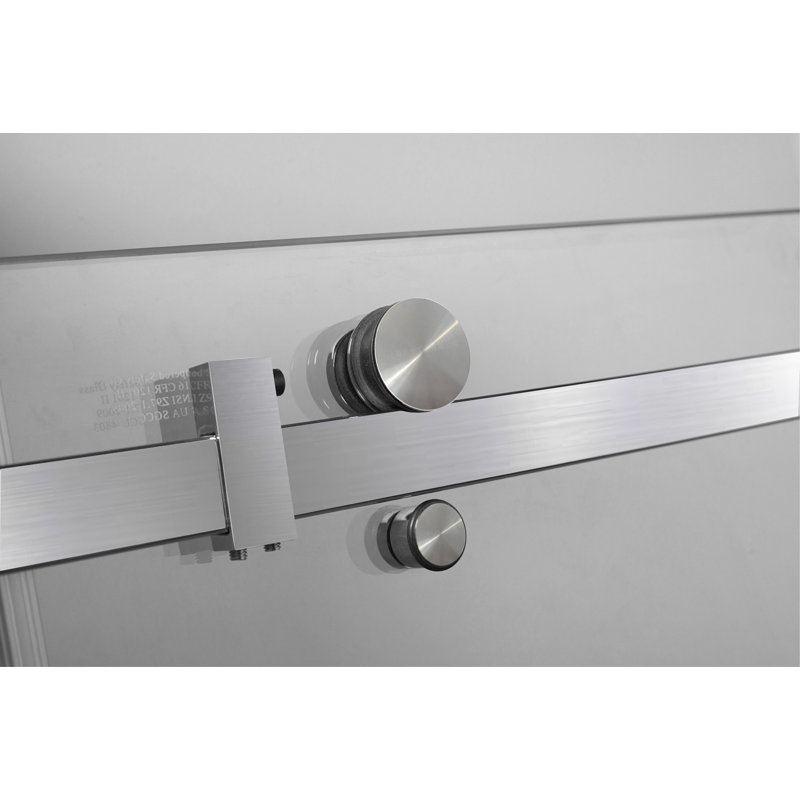 Moselle 56" W x 75" H Single Sliding Frameless Shower Door, Stainless Steel