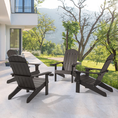 Inniss Wood Adirondack Chair Patio Plastic Weather Resistant Fire Pit Single Chair
