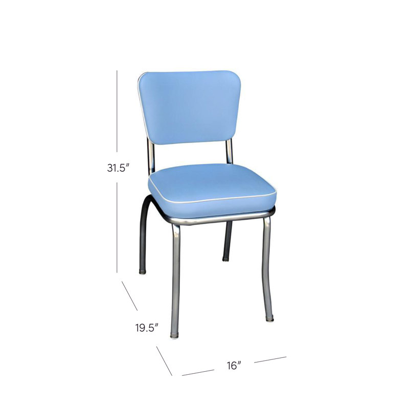 Chaise de salle à manger rembourrée rétro, Bleu Bristol