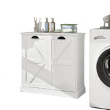 Two-Compartment Tilt-Out Laundry Sorter Cabinet-White