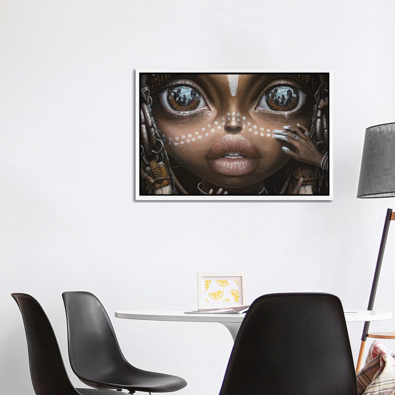 Beauty Will Save The World I by Adrian Borda - Painting on Canvas, White Framed, 66.04cm H x 101.6cm W x 3.81cm D