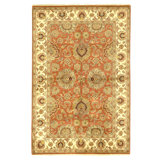 Hand Knotted Wool Oriental Area Rug in Rust And Ivory