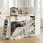 Armoire pour îlot de cuisine, buffet avec poubelle coulissante, portes coulissantes et range-épices à 3 niveaux-650651303