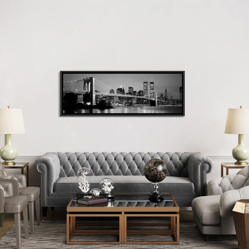 Art mural sur toile tendue, sur toile tendue, à travers un river allumé au crépuscule, H 20 po x l 60 po x P 1,5 po